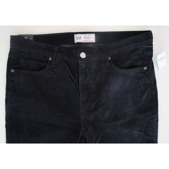 Gap Women's Sz 32 / 14 R Black Velvet Vintage Slim High Rise Jeans $80 - Picture 6 of 7